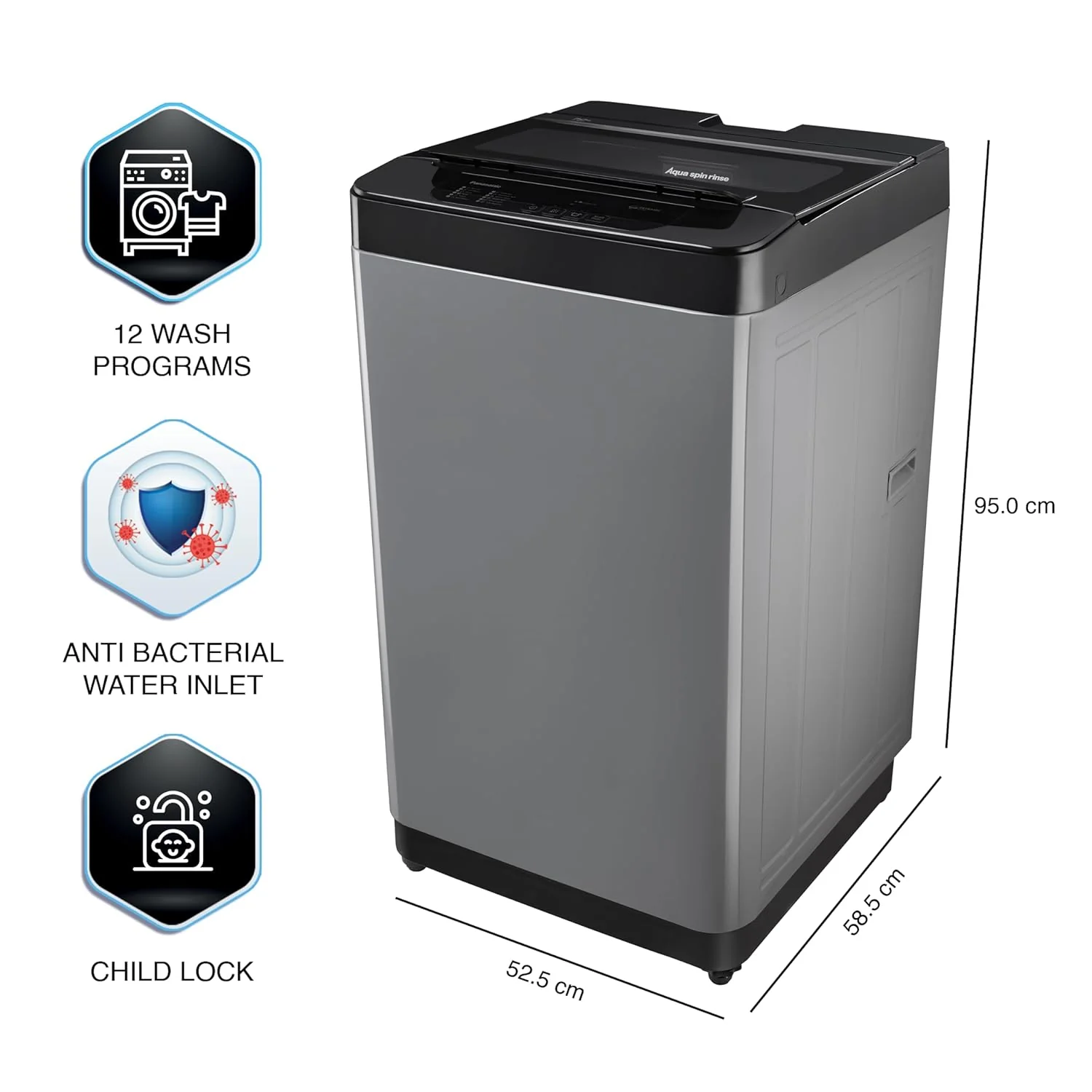 Panasonic 7 Kg 5 Star Fully-Automatic Top Load Washing Machine (NA-F70LF3CRB) - Image 2