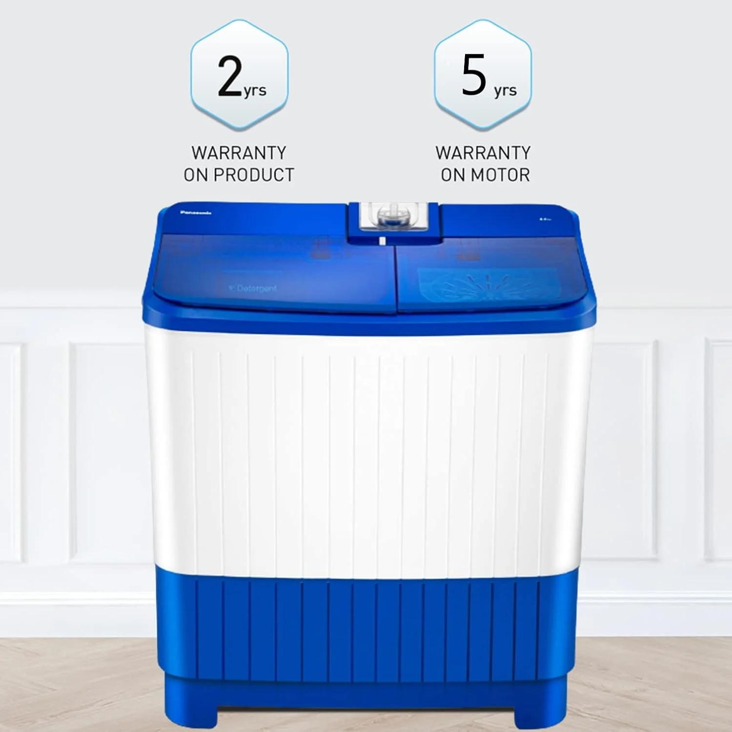 Panasonic 8 kg 5 Star Semi-Automatic Top Loading Washing Machine with Powerful Motor (NA-W80B5ARB, Blue, Active Foam System) - Image 4