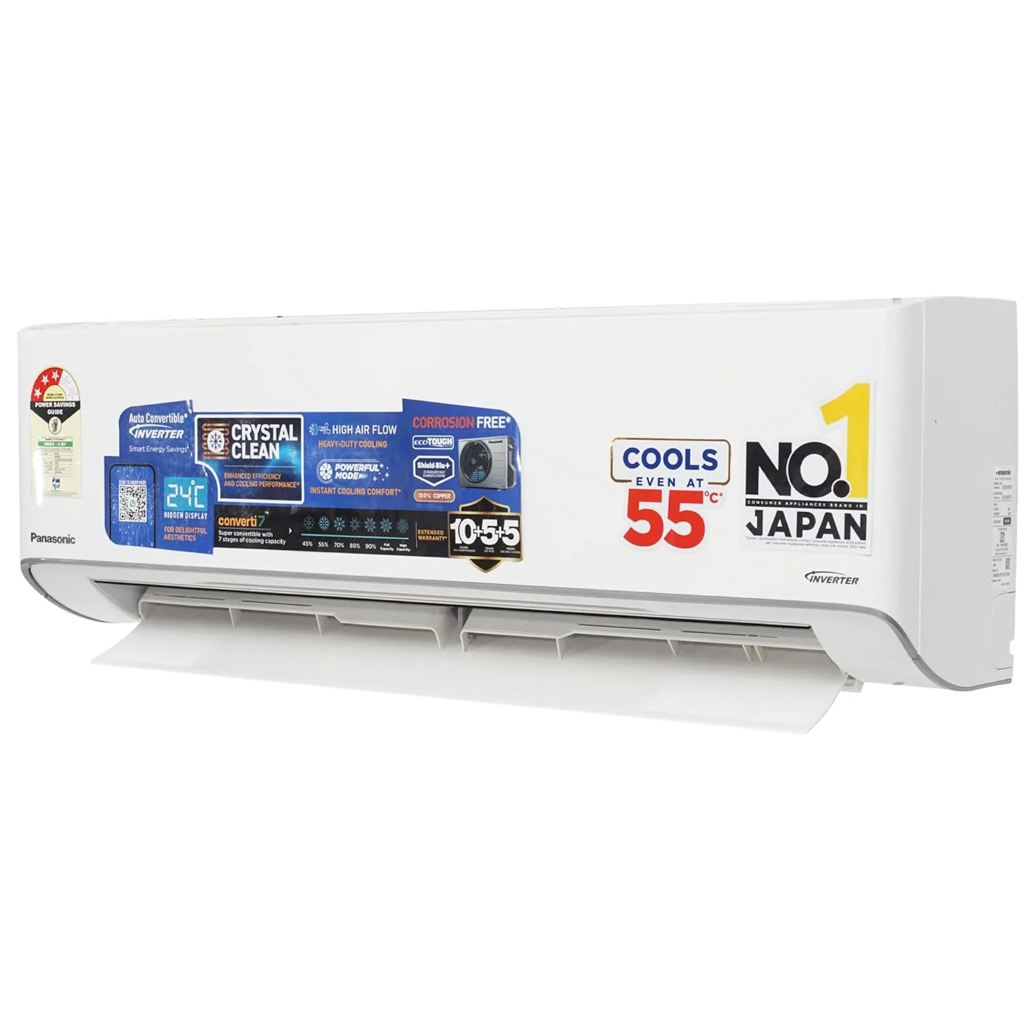 Panasonic EU 7 in 1 Convertible 1 Ton 3Star Inverter Split,(100% Copper Condenser, CS/CU-EU12BKY3F), With 55°Tested,Ag clean Filter,High CFM&Eco tough Outdoor Crystal Clean Technology & Shild Blue+ - Image 3