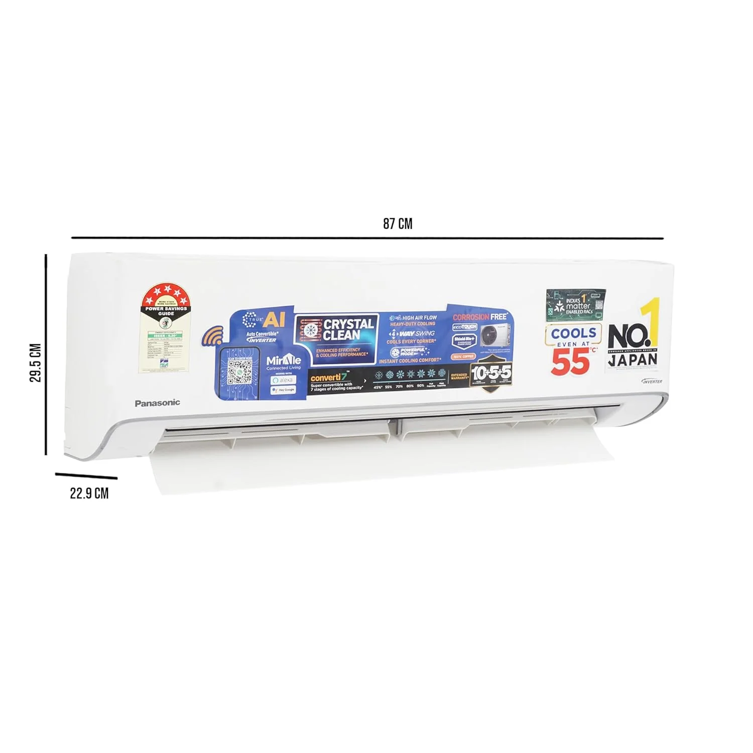 Panasonic EU 7 in 1 Convertible 1Ton 5Star Smart Inverter Split,(100%Copper Condenser, CS/CU-EU12BKY5FM),With MirAie &amp; Matter Certified 55°Tested, High CFM &amp; Eco tough Outdoor Crystal Clean Technology - Image 2