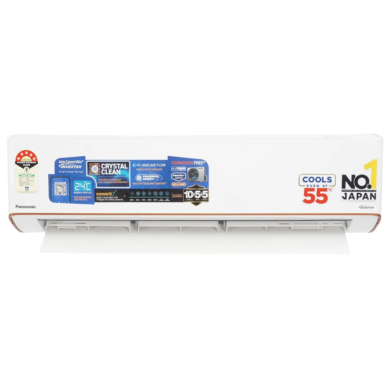 Panasonic EU 7 in 1 Convertible 2 Ton 5 Star Inverter Split AC with Anti Dust FIlter (2025 Model, Shield Blue Plus Coating,55°Tested,High CFM&amp;Eco tough Outdoor Crystal Clean Technology CS/CU-EU24BKY5) - Image 3