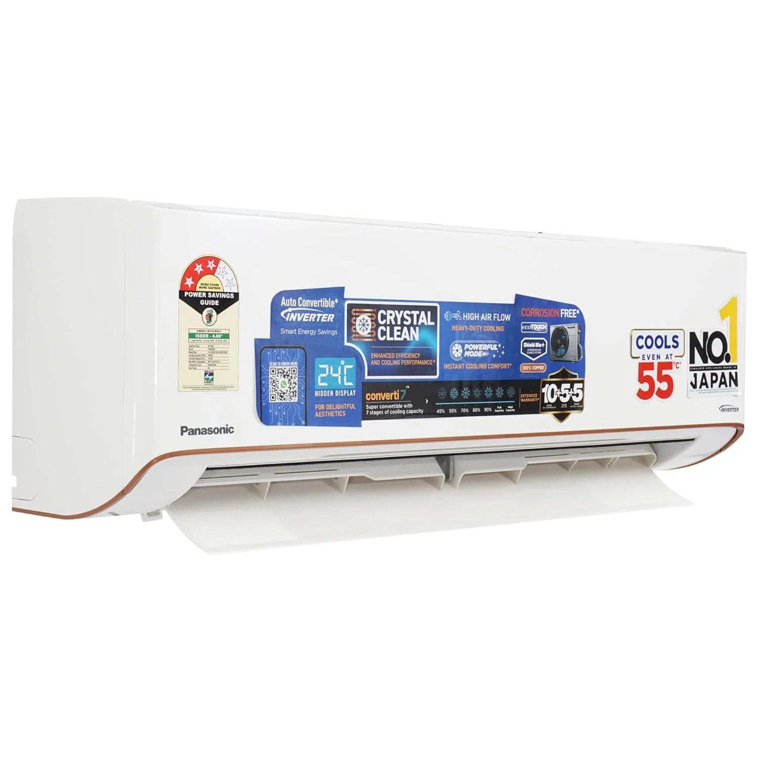 Panasonic EU 7in1 Convertible 1Ton 3Star Inverter Split AC (2025 Model,100% Copper Condenser & Sheild Blue Plus Coating on Indoor & Eco tough Outdoor Crystal Clean Technology,55°Tested CS/CU-EU12BKY3) - Image 6