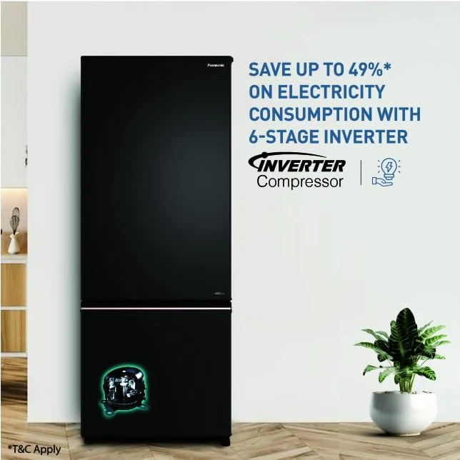 Panasonic NR-BK418BQKN 357l 2 Star Prime Convertible AI Econavi 6-Stage Smart Inverter Frost-Free Double Door Bottom Mount Refrigerator - Image 2