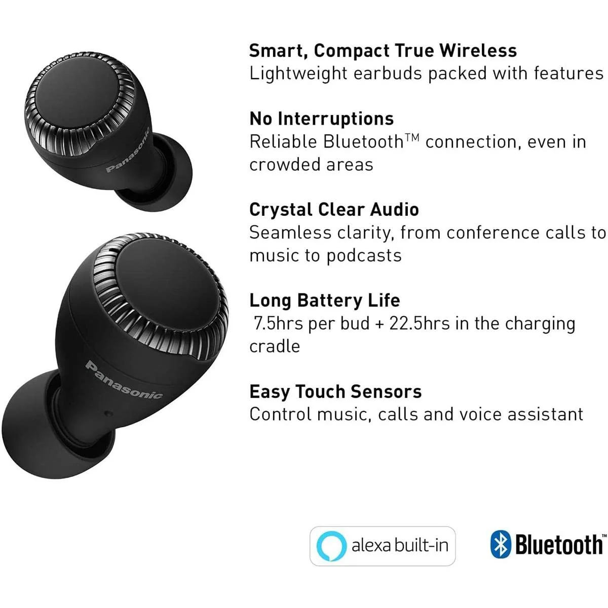 Panasonic RZ-S300W Truly Wireless Bluetooth In Ear Earbuds with Mic (Black) - Image 4