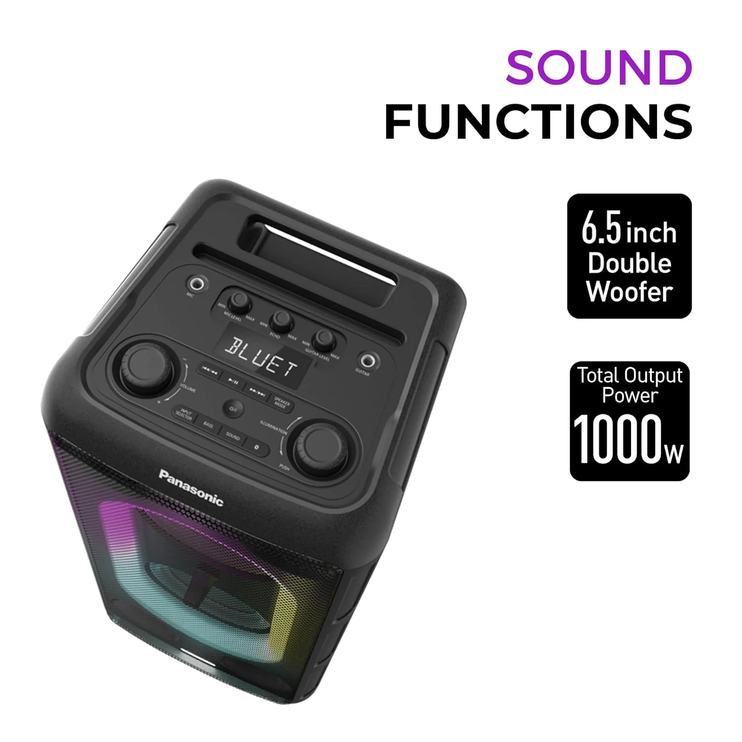 Panasonic SC-TMAX45 High Power Double Woofer Bluetooth Party Speaker System with USB, AUX and Optical Input, Mic &amp; Guitar Jack (Black) - Image 6