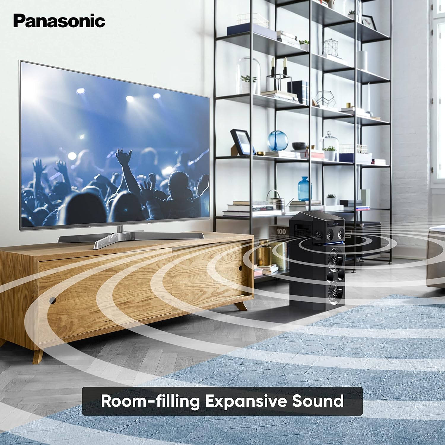 Panasonic SC-UA30GW-K Party Speaker, 300 W RMS, Bluetooth, USB, AUX, FM Radio, USB, Full Karaoke, Airquake Bass, Portable with Handle, 2 mic Jacks (Black) - Image 3