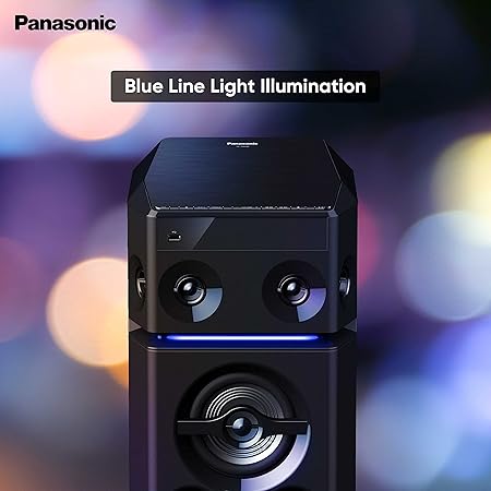 Panasonic SC-UA30GW-K Party Speaker, 300 W RMS, Bluetooth, USB, AUX, FM Radio, USB, Full Karaoke, Airquake Bass, Portable with Handle, 2 mic Jacks (Black) - Image 4