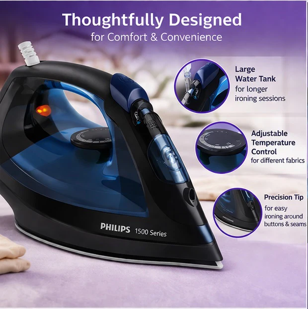 PHILIPS DST1520/20 1750 W Steam Iron (Black) - Image 3