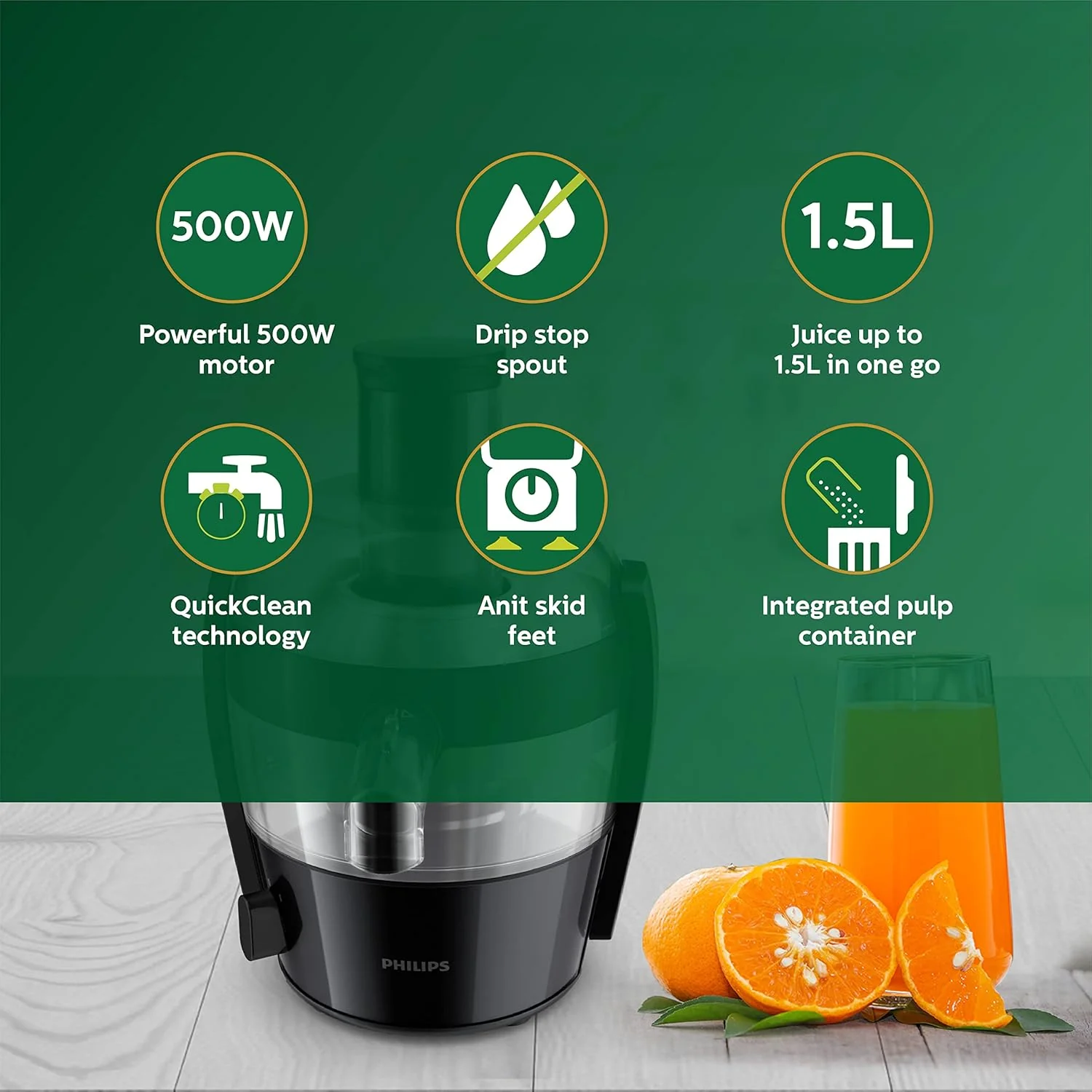 Philips Viva Collection HR1832/00 1.5-Litre Juicer, Ink Black - Image 7