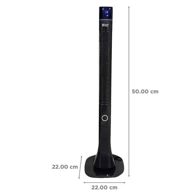 Russell Hobbs RTF4800 Tower Fan with Remote &amp; LED Display | 48" Body, 3-Speed Settings, 12-Hour Timer, Fresh Air Ionizer, Quiet DC Motor, 60W | High Air Delivery | Black - Image 2