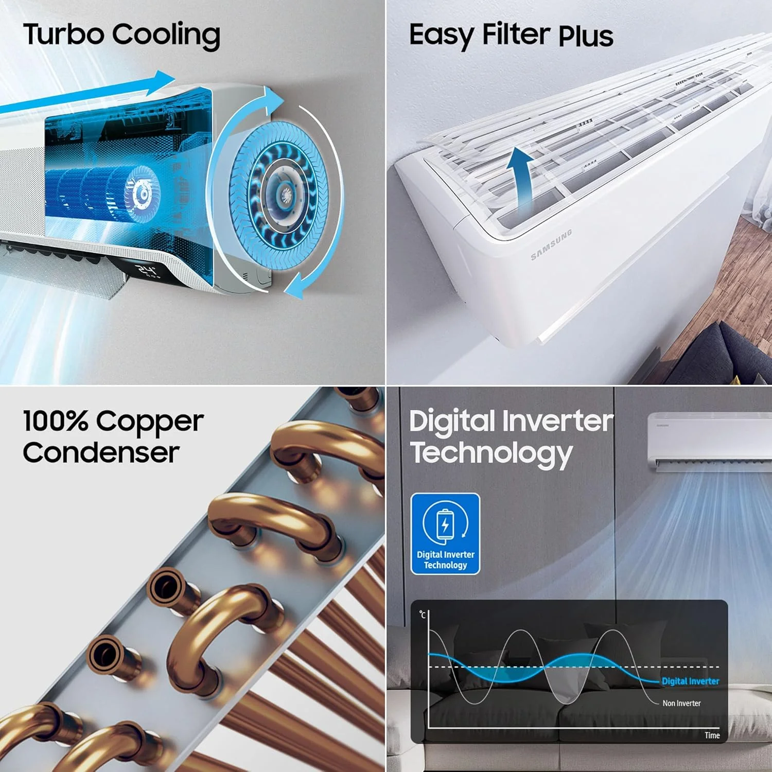 Samsung 1 Ton 5 Star AI Inverter Smart Split AC (WiFi, Energy Saving, Voice Control, Powerful Cooling, Copper, Digital Inverter, 4 Way swing, 5 Step Convertible,2026 MODEL BESPOKE AI AR50H12D1ZHNNA) - Image 5