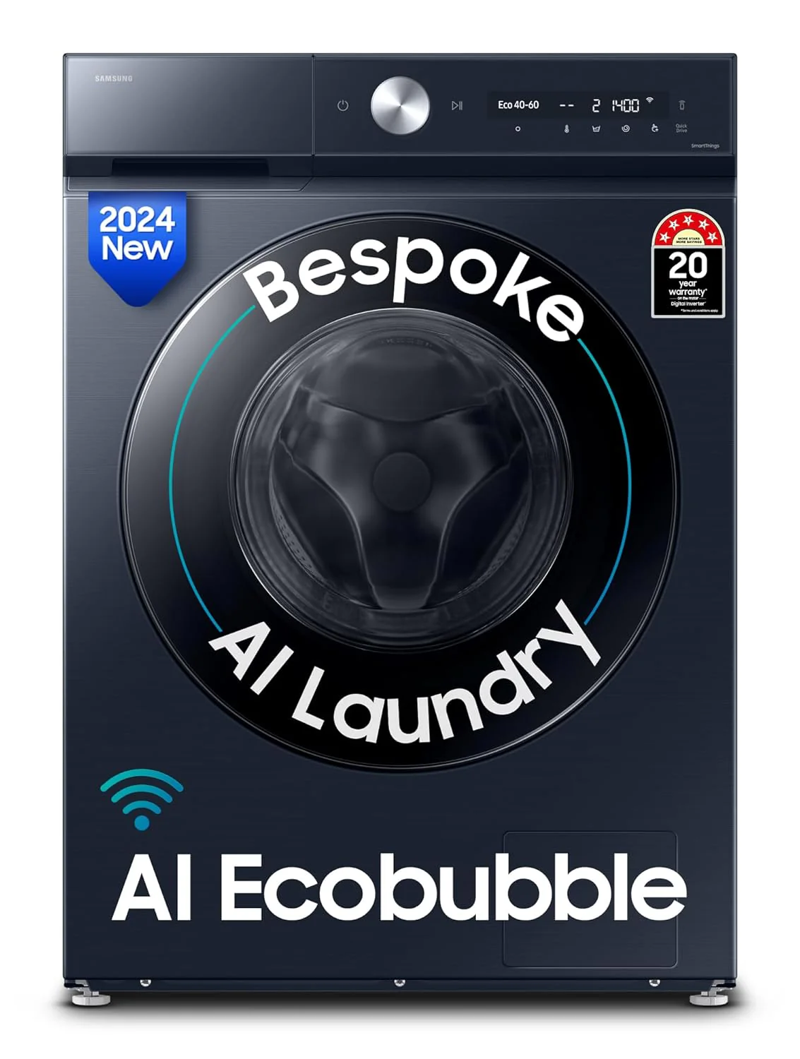 Samsung 12 kg, 5 Star, AI Control, Super Speed, Wi-Fi, Hygiene Steam with Inbuilt Heater, Digital Inverter, Fully-Automatic Front Load Washing Machine (WW12DB8B54GSTL, Navy) - Image 5