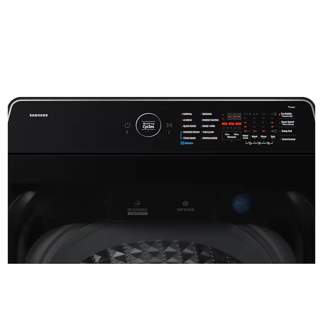 Samsung 12 kg 5 Star AI Wash Top Load Washing Machine with Heater, Eco Bubble, BubbleStorm, Dual Storm Pulsator, Soft Close Lid, Black Caviar (WA80F12B6B, 2025 Model) - Image 6