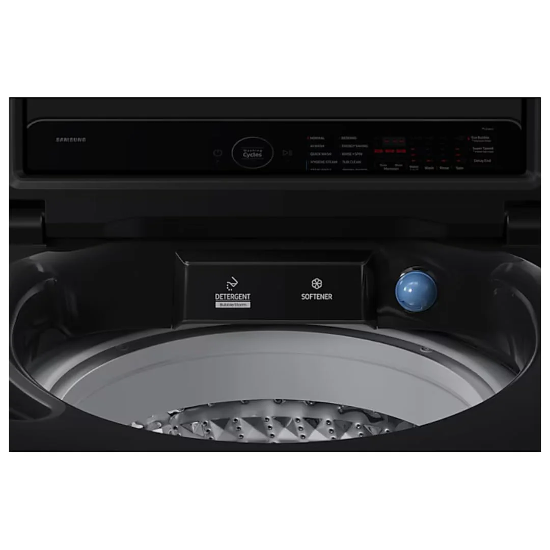 Samsung 12 kg 5 Star AI Wash Top Load Washing Machine with Heater, Eco Bubble, BubbleStorm, Dual Storm Pulsator, Soft Close Lid, Black Caviar (WA80F12B6B, 2025 Model) - Image 7
