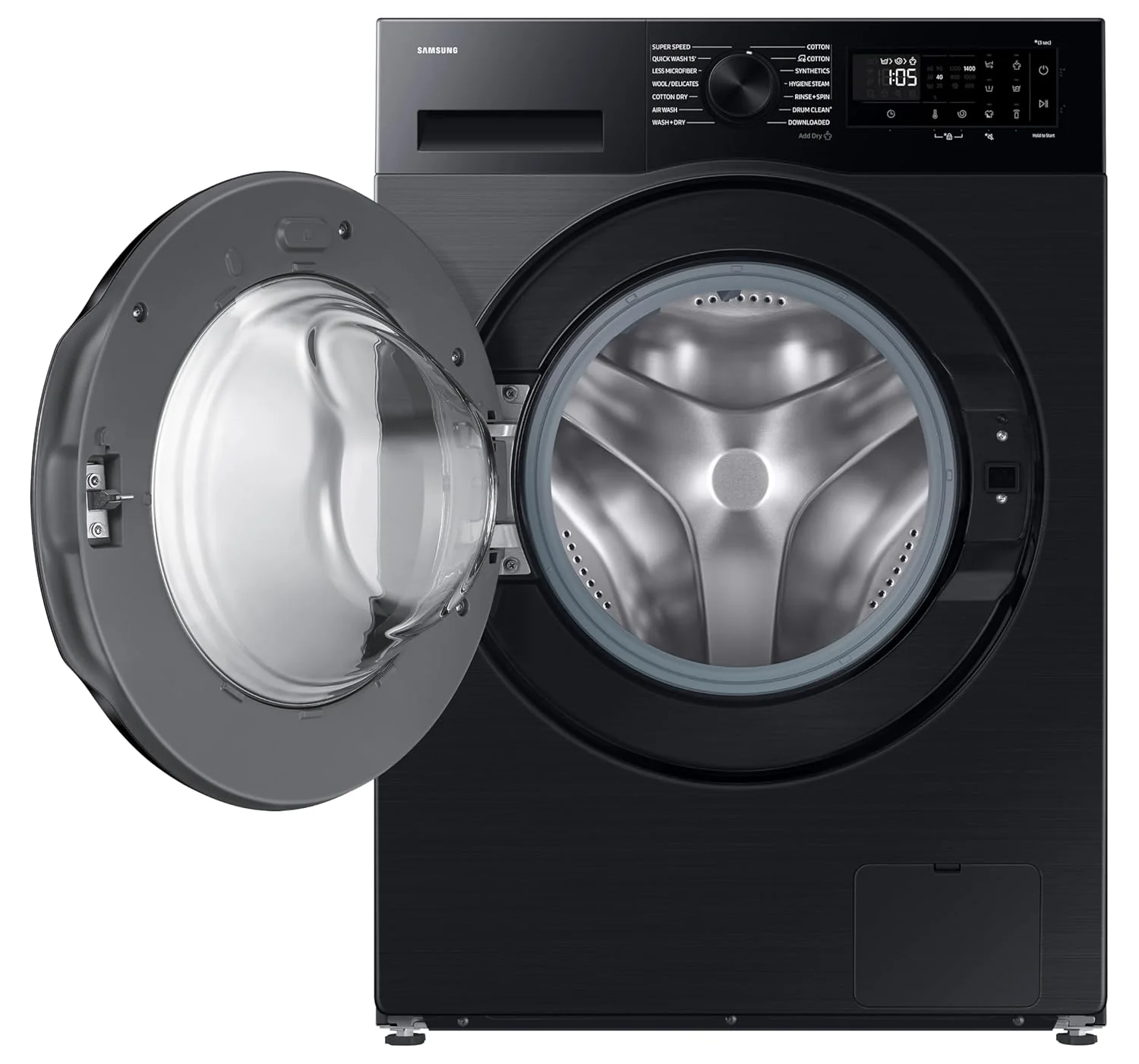 Samsung 12 kg (Wash) / 7 kg (Dry), 5 Star, AI EcoBubble, AI Energy Mode, Air Wash, Super Speed, Hygiene Steam, Wi-Fi, Digital Inverter, Fully-Automatic Front Load Washer Dryer (WD12FG5B34BBTL, Black) - Image 2