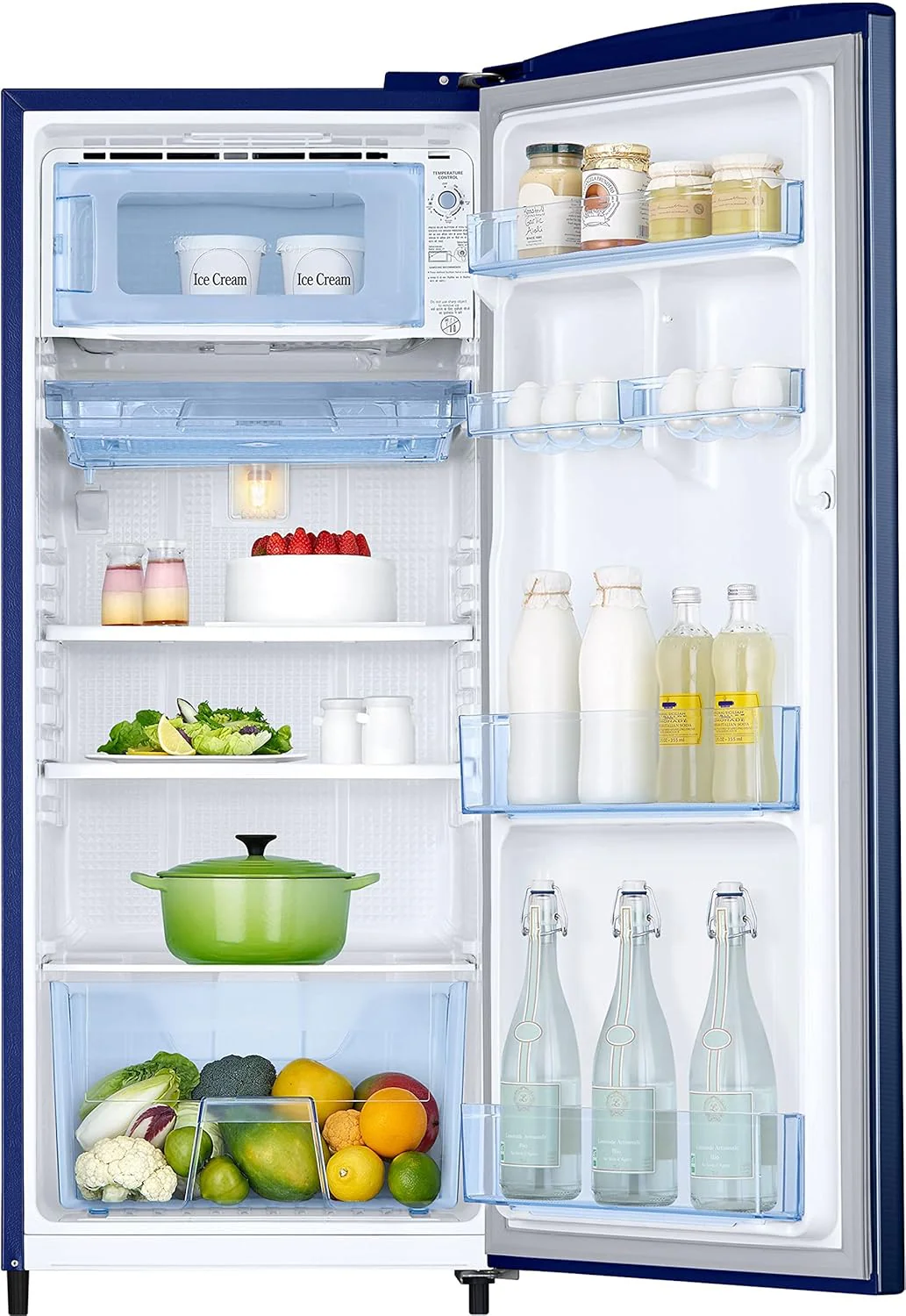 Samsung 183 L, 3 Star, Digital Inverter, Direct-Cool Single Door Refrigerator (RR20C2723CU/NL, Camellia Blue) - Image 2
