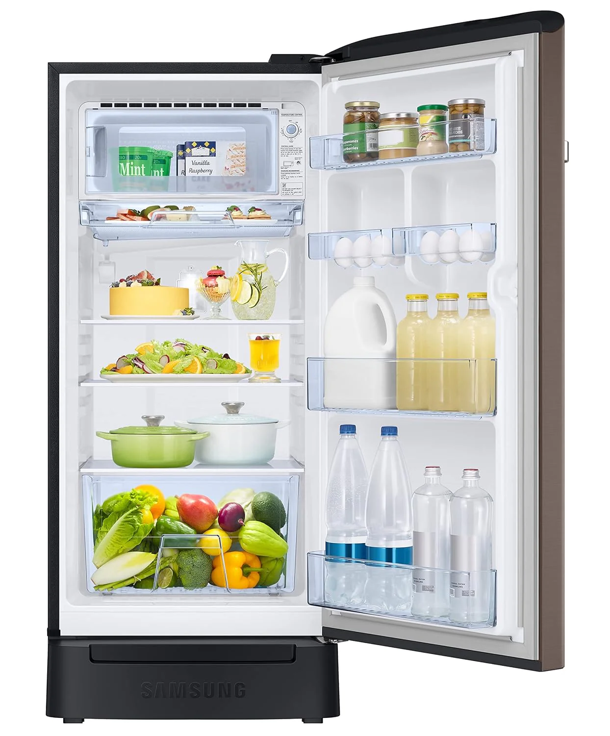 Samsung 189L 5 Star Inverter Direct-Cool Single Door Refrigerator Appliance (RR21C2H25DX/HL,Luxe Brown) Base Stand Drawer - Image 12