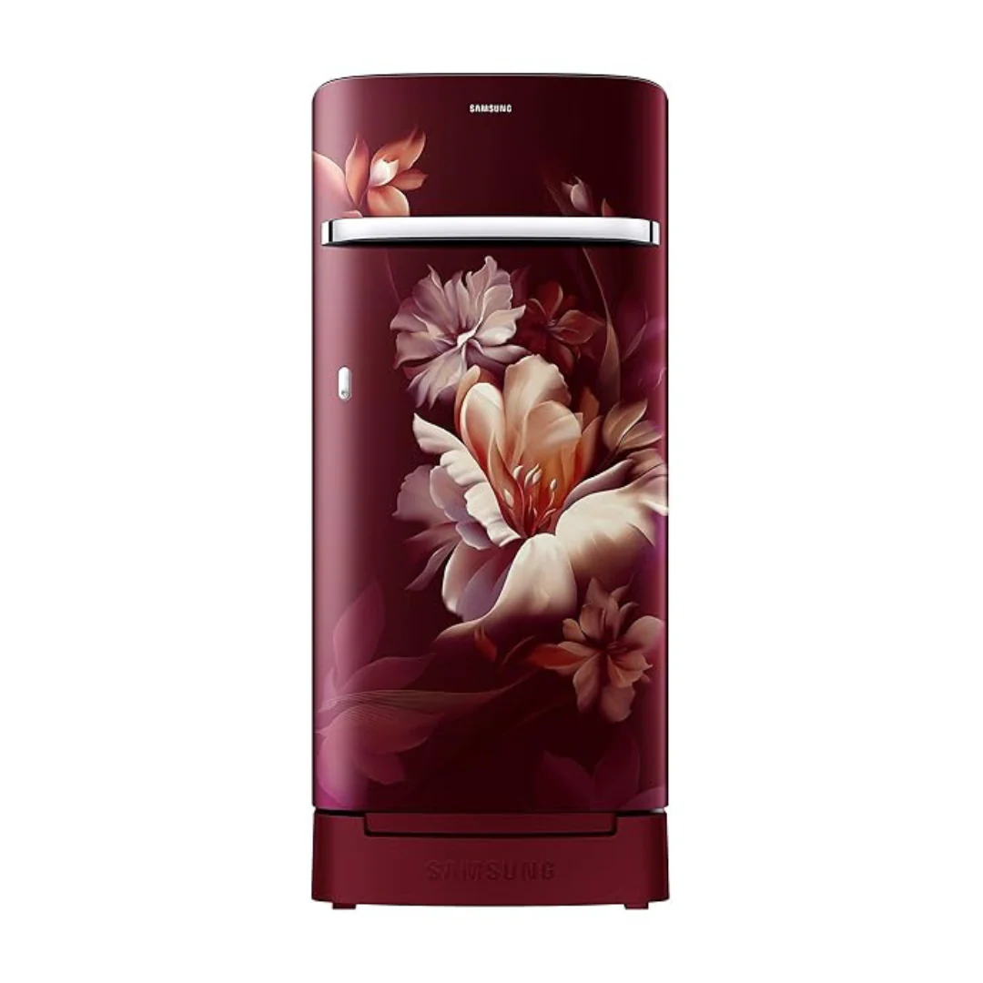 Samsung 189L 5 Star Inverter Direct-Cool Single Door Refrigerator (RR21C2H25RZ/HL,Midnight Blossom Red) Base Stand Drawer ,Free 1 Year Extended warranty