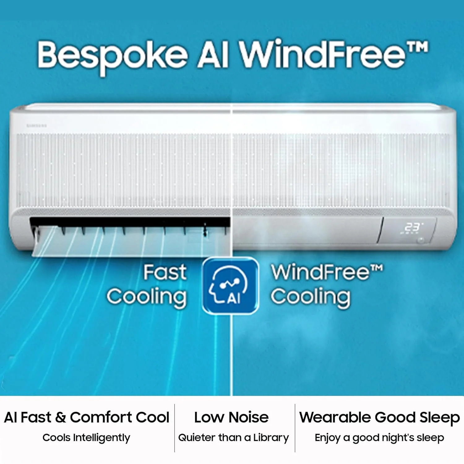 Samsung 2 Ton 3 Star AI Inverter Smart Windfree Split AC (BESPOKE AI, Energy Saving, Wi-Fi, Voice Control, Powerful Cooling, 100% Copper,4 Way swing, Convertible 5in1, AR60F24D13WNNA, White) - Image 8