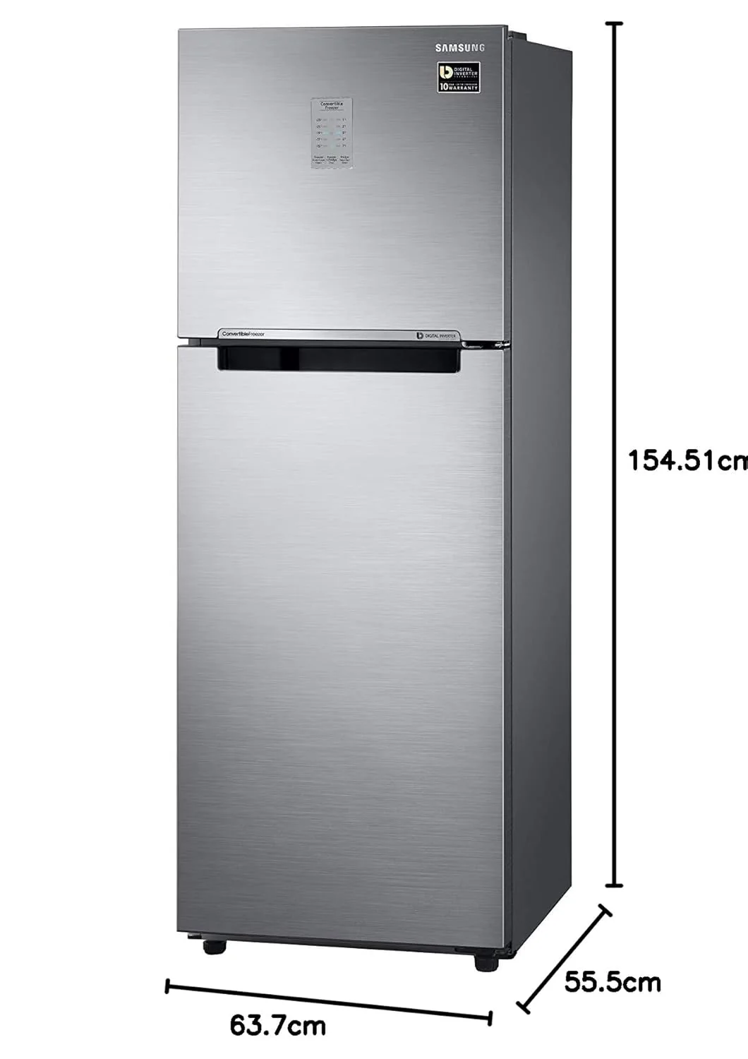 Samsung 236L 2 Star Inverter Frost-Free Convertible 3 In 1 Double Door Refrigerator Appliance (RT28C3732S8/HL,Elegant Inox) - Image 2