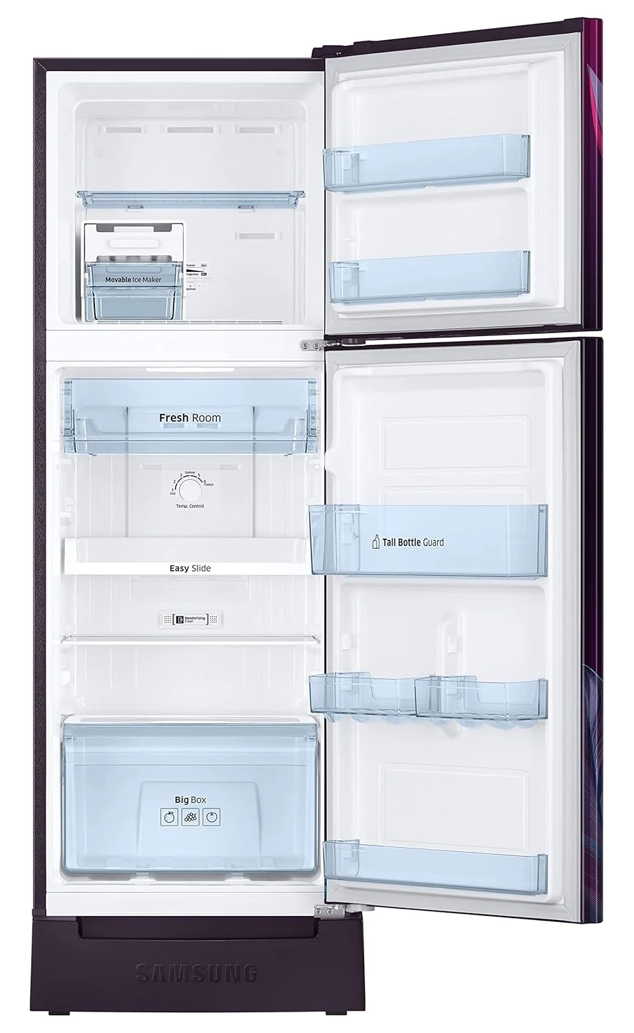 Samsung 236L 2 Star Inverter Frost-Free Double Door Refrigerator (RT28C31429R/HL,Paradise Bloom Purple) Base Stand Drawer - Image 10