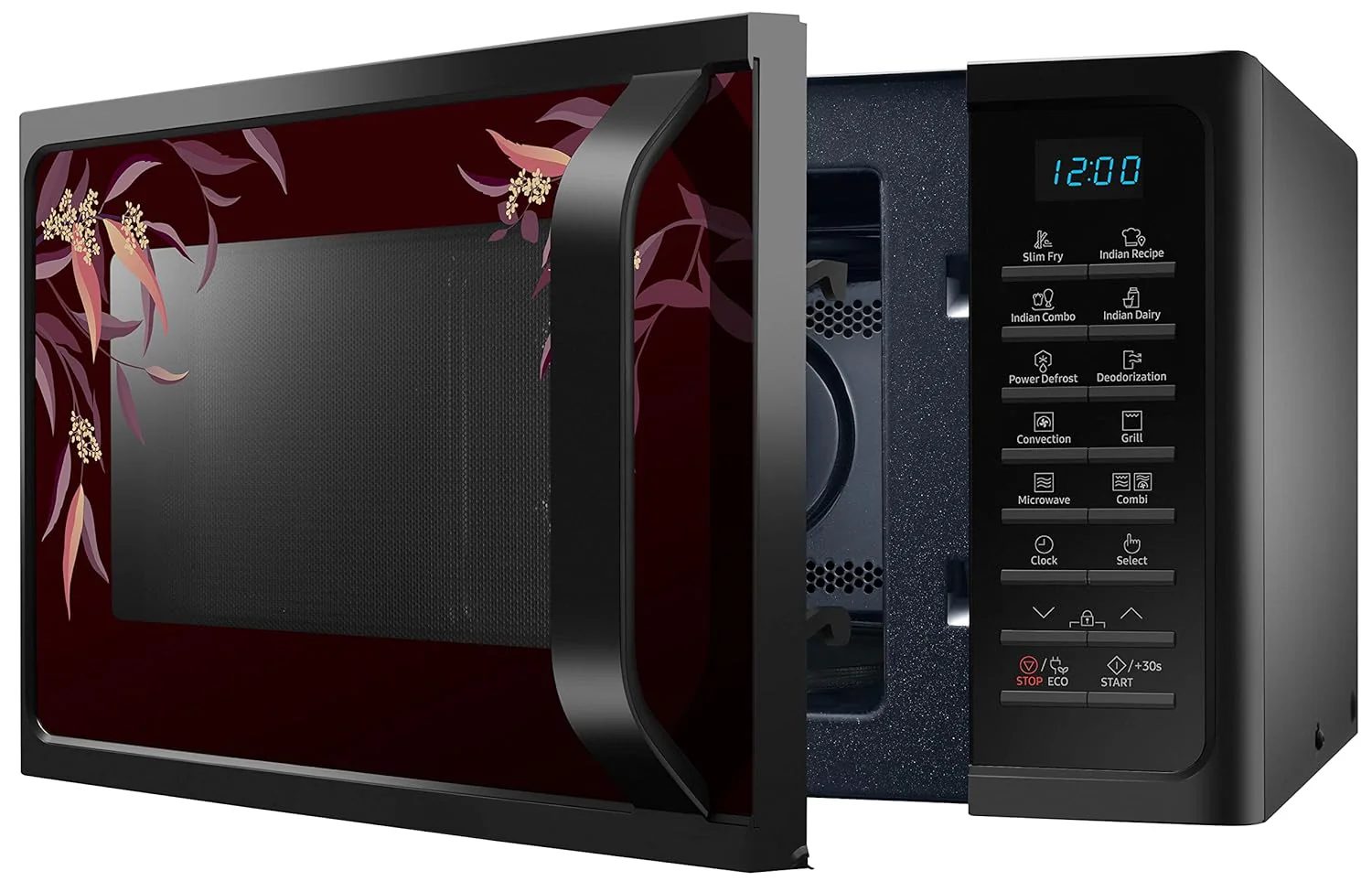 Samsung 28 L Convection Microwave Oven with SlimFry (MC28H5025VR/TL, Black Delight Red Pattern) - Image 3