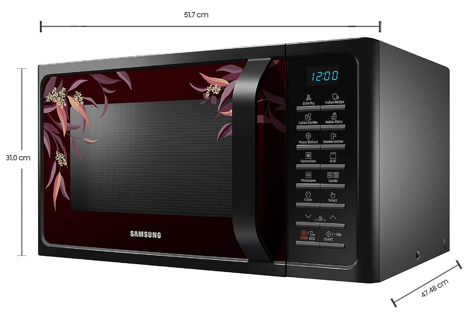 Samsung 28 L Convection Microwave Oven with SlimFry (MC28H5025VR/TL, Black Delight Red Pattern) - Image 5