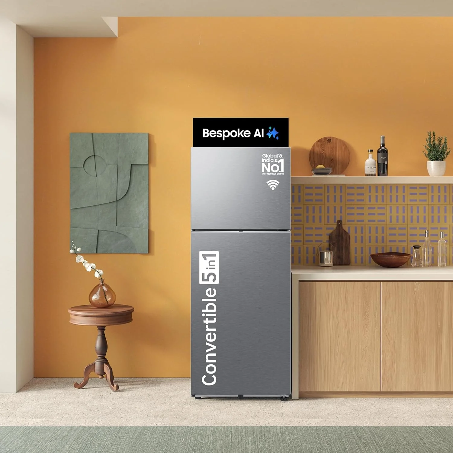 Samsung 419 L, 2 Star, Convertible 5-in-1, Digital Inverter, Frost Free Double Door, Bespoke AI WiFi Enabled Refrigerator (RT45DB6A4B22, Silver, Elegant Inox) - Image 9