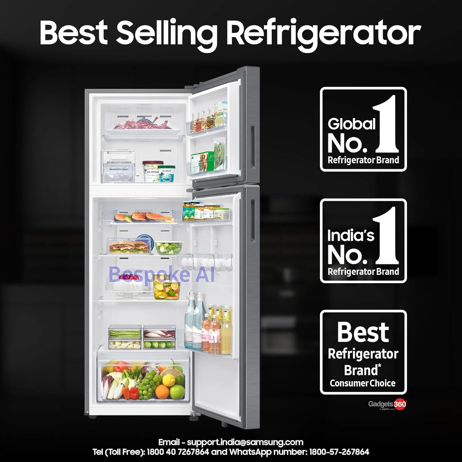 Samsung 419 L, 3 Star, Convertible 5-in-1, Digital Inverter, Frost Free Double Door, WiFi Enabled Bespoke AI Refrigerator (RT45DG6A4DSLHL, Ez Clean Steel/Real Steel) - Image 4