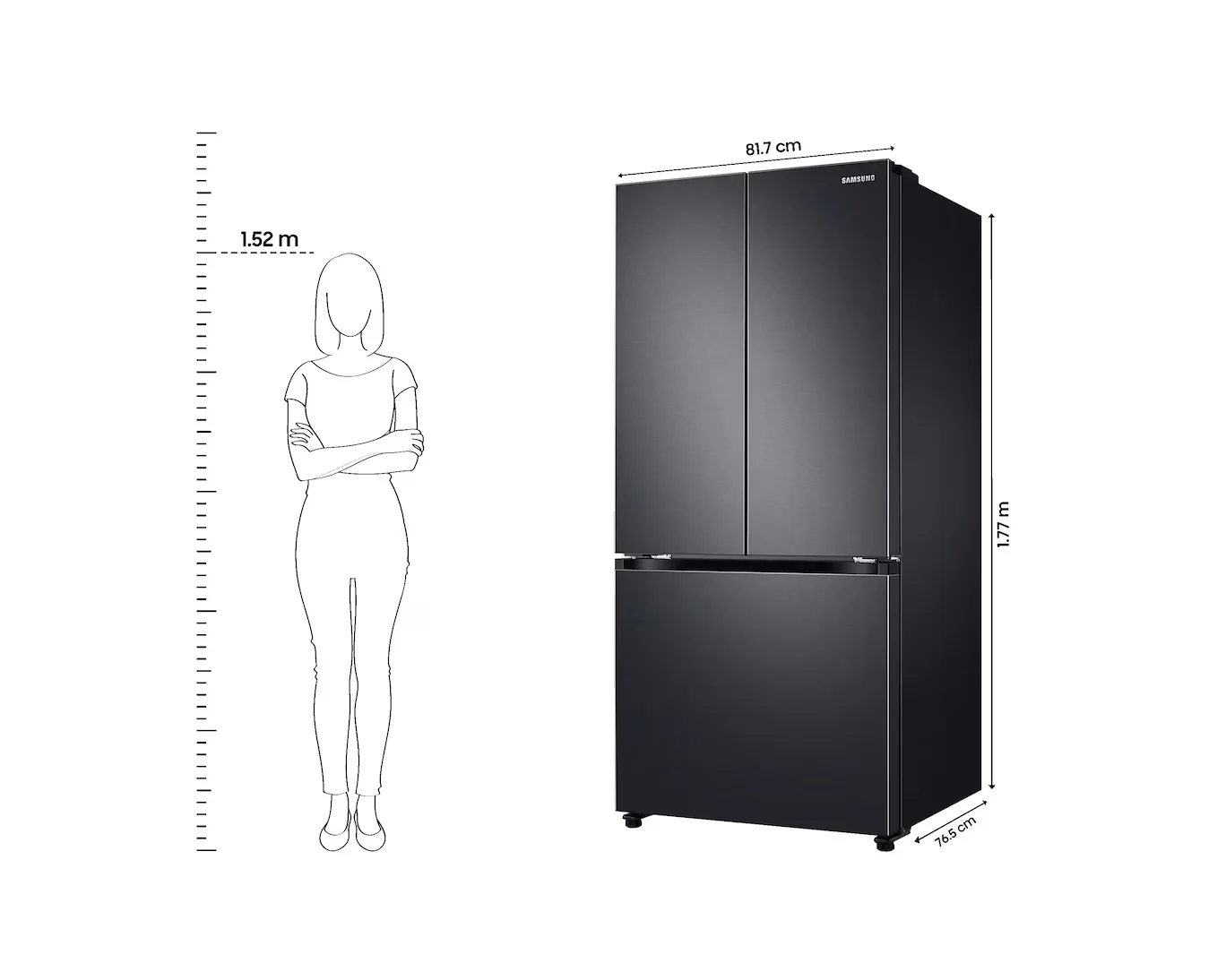 Samsung 550 L, Convertible, Digital Inverter, Frost Free French Door Refrigerator (RF57A5032B1/TL, Silver, Black Matt (Doi)) - Image 2