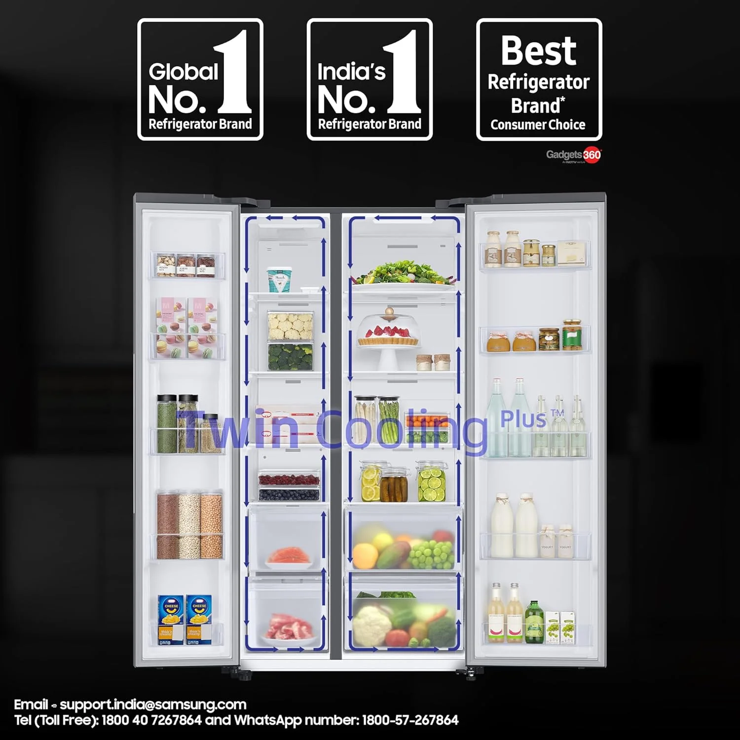 Samsung 653 L, 2 Star, Frost Free, Double Door, Convertible 5-in-1 Digital Inverter, Side By Side Refrigerator (RS76CG80X0S9HL, Silver, Refined Inox) - Image 3