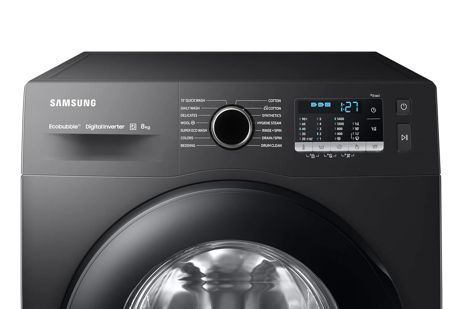 Samsung 8 kg, Hygiene Steam with Inbuilt Heater, Digital Inverter, Fully-Automatic Front Load Washing Machine (WW80TA046AB1TL, Black) - Image 3