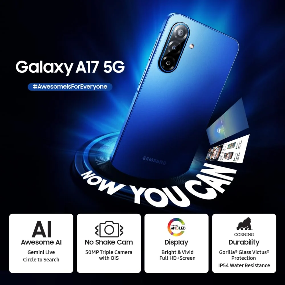 Samsung Galaxy A17 5G (Blue, 8GB RAM, 128GB Storage) | with Travel Adapter | 50 MP No Shake Camera | Gemini Live | Circle to Search | Super AMOLED | Corning Gorilla Glass Victus | 7.5mm Sleek | AI - Image 12