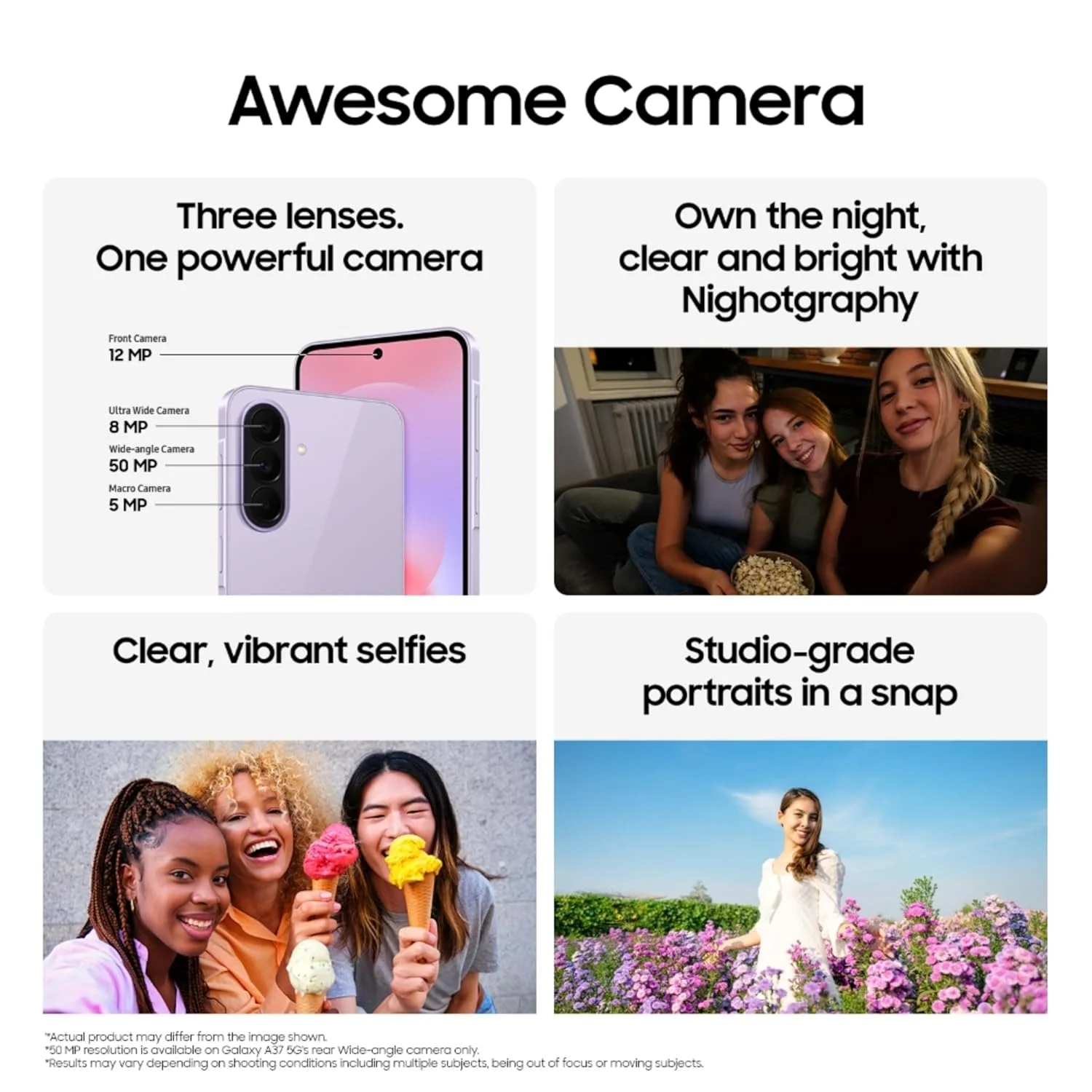 Samsung Galaxy A37 5G (Awesome Graygreen, 8GB RAM, 128GB Storage), Agentic AI, Triple Camera with Nightography Video, 2 Days Battery Life, 6 Gen OS Upgrades, IP68, 7.4mm Sleek - Image 2