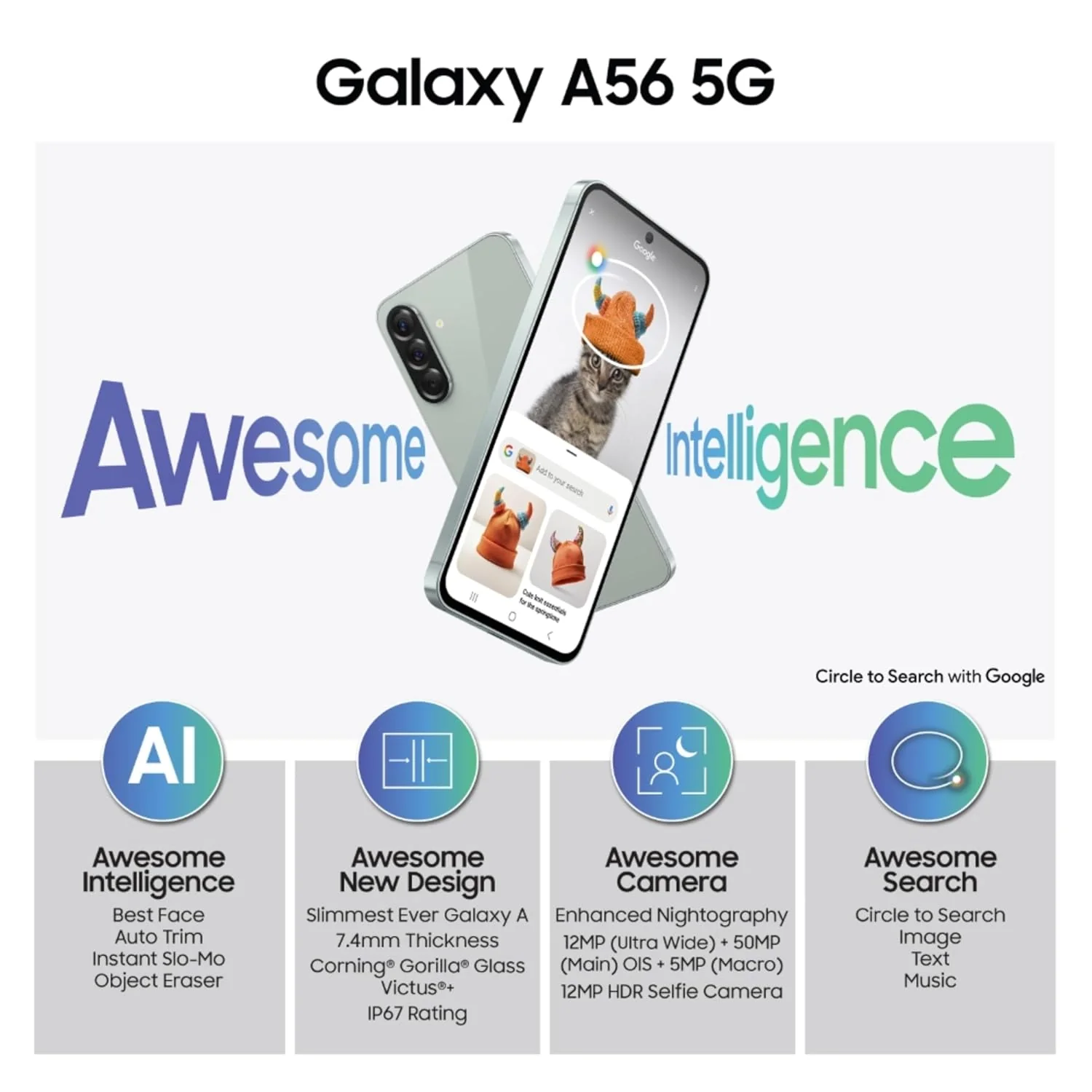 Samsung Galaxy A56 5G (Awesome Olive, 12GB, 256GB) | Metal Frame | Gemini Live | Awesome Intelligence (AI): Circle to Search, Instant Slo-Mo, Auto-Trim, Object Eraser | Flagship Grade Camera - Image 12