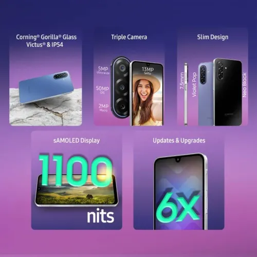 Samsung Galaxy F17 5G (6GB RAM / 128GB Storage) 6x OS Upgrades | AMOLED Display | Corning Gorilla Glass Victus & IP54 (Violet Pop) - Image 4