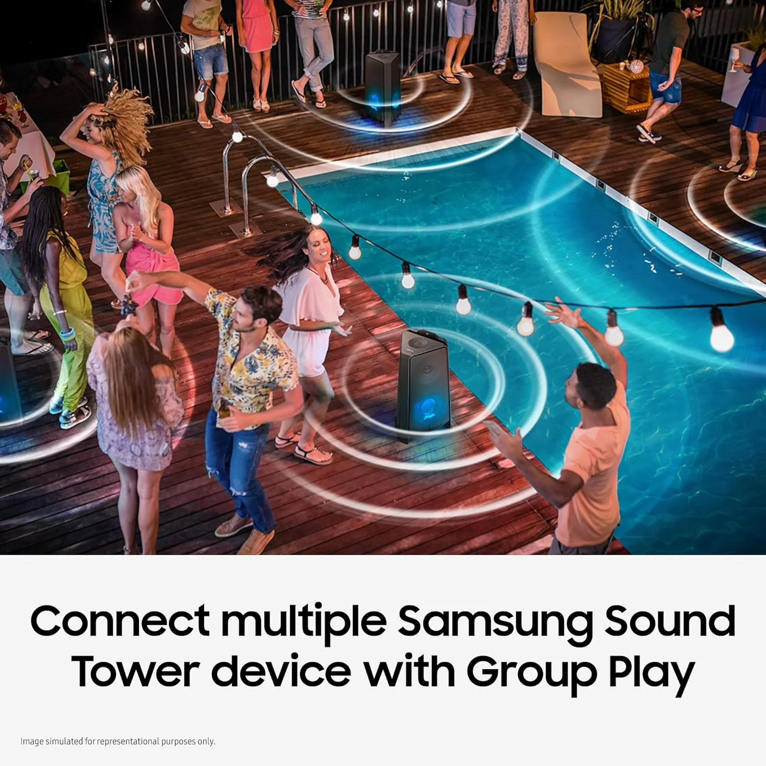 Samsung {MX-T70/XL) Sound Tower High Power Audio, Floor Standing Speaker, Bi-Directional Sound, Water Resistant, Party Lights, Bluetooth Multi-Connection, USB Music Playback (Black) (Open Box / Without Box) - Image 5