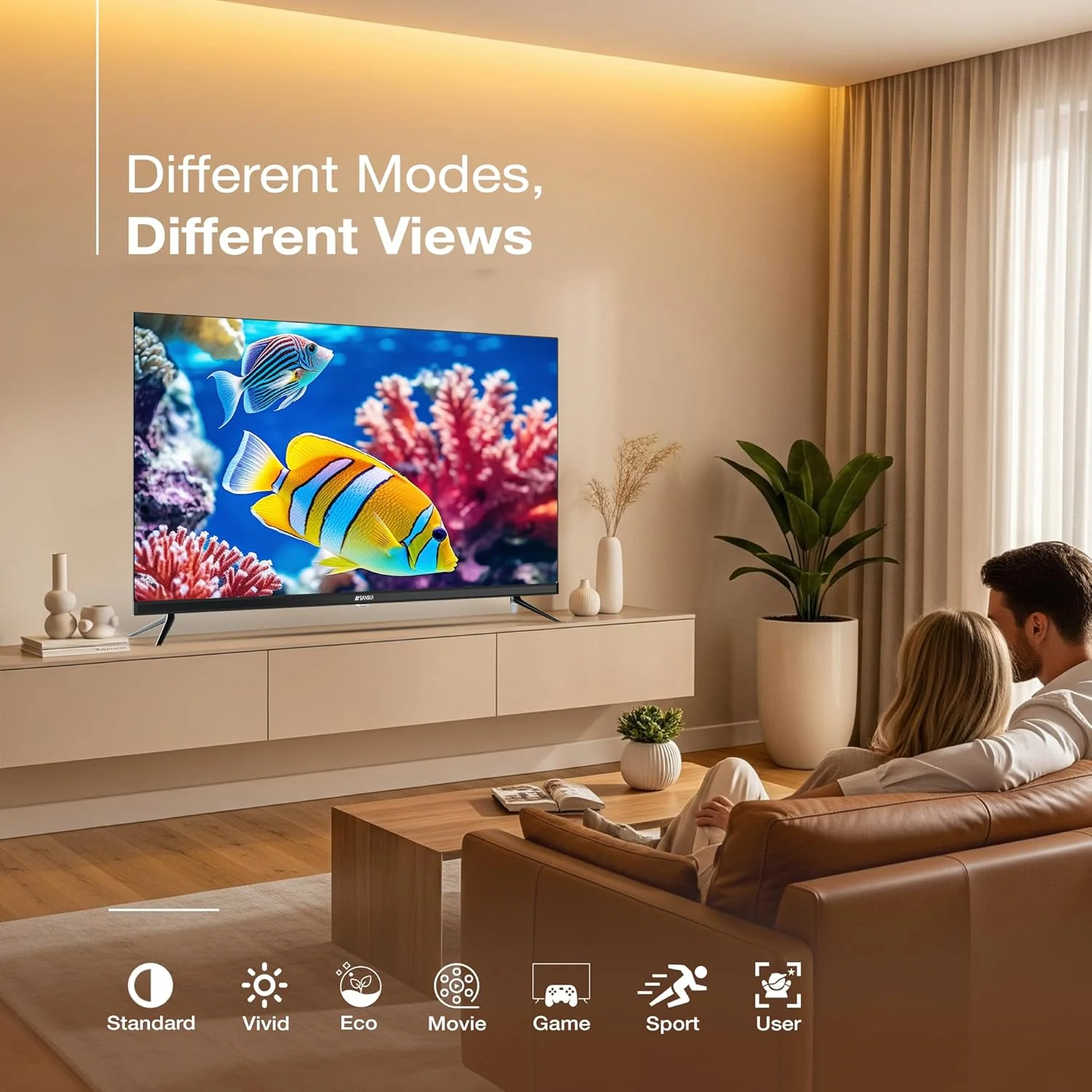 SANSUI 80 cm (32)| HD Ready Smart Coolita TV | Dolby Audio| Surround Sound | A+ Panel | 16.7 Million Colors | Wi-Fi Enabled| 60Hz Refresh Rate LED TV (JSWP32CSHD) - Image 3