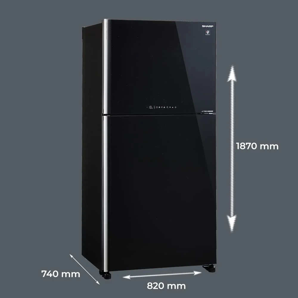 SHARP 613L 2 Star J-Tech Inverter Frost Free Double Door Refrigerator (SJGP60TBKEC, Glass Black, Plasmacluster Ions, Express Freeze, Hybrid Cooling) - Image 3