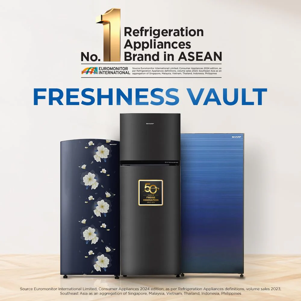 SHARP 613L 2 Star J-Tech Inverter Frost Free Double Door Refrigerator (SJGP60TBKEC, Glass Black, Plasmacluster Ions, Express Freeze, Hybrid Cooling) - Image 4