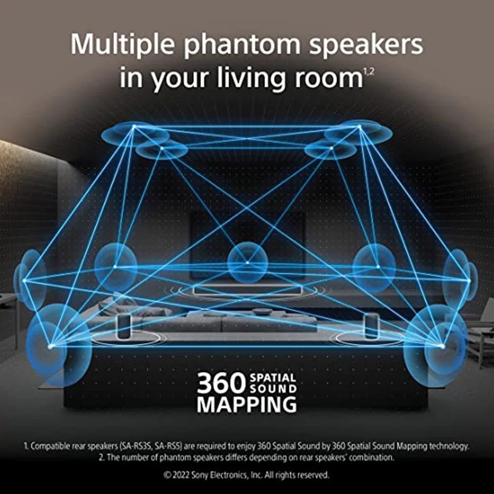 Sony HT-A3000 3.1ch 360 Spatial Sound Mapping SoundbarHome theatre system with Dolby Atmos and wireless Subwoofer SA-SW5 ( 550W,Bluetooth, Hi Res Audio, 360 RA,HDMI eArc &amp; Optical Connectivity) - Image 4