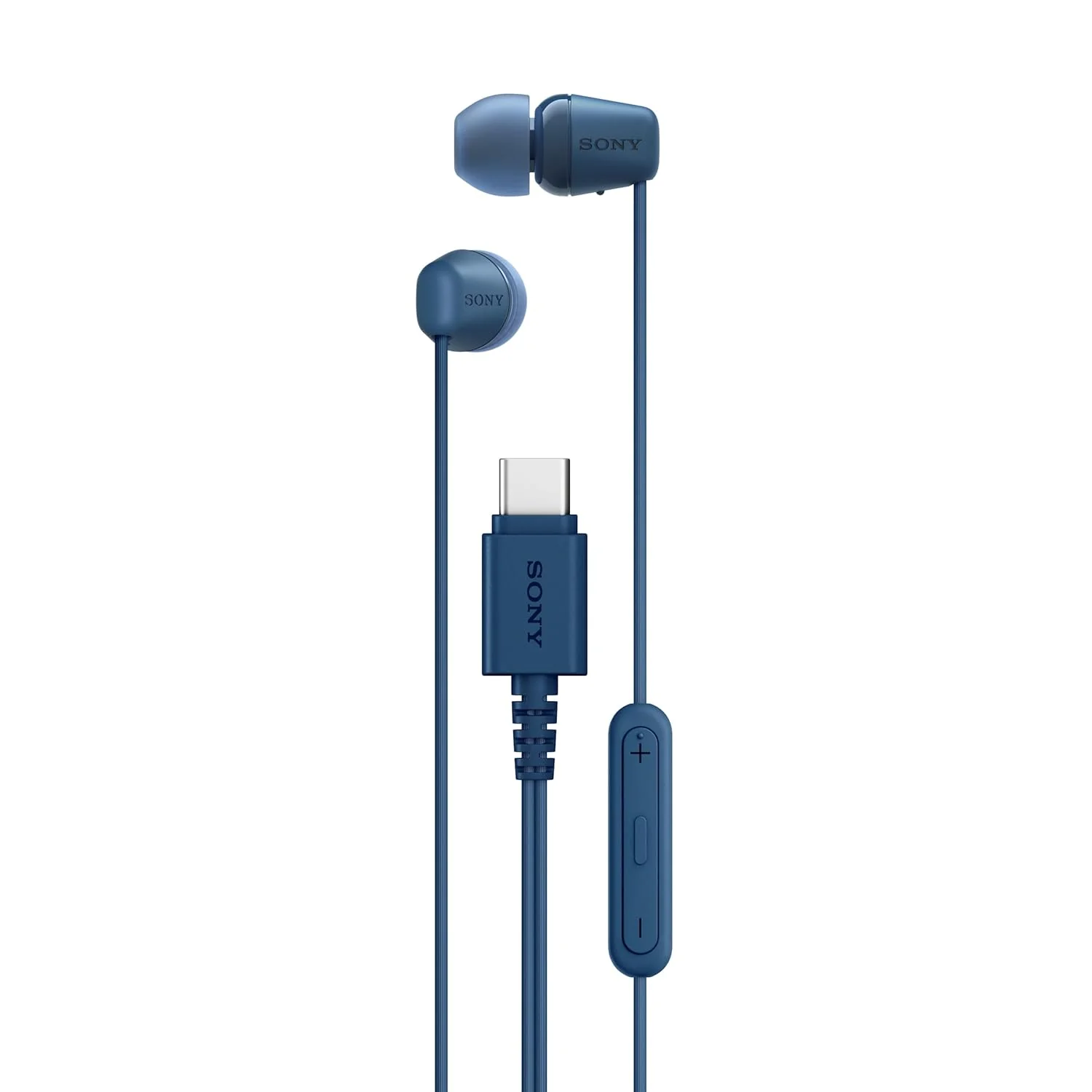 Sony IER-EX15C Wired in Ear Type C Headphones, in-Line Remote for Volume &amp; Mute Function with Mic, Tangle Free Serration Wire, Compatible with USB-C Devices, High Sound Quality (Blue)
