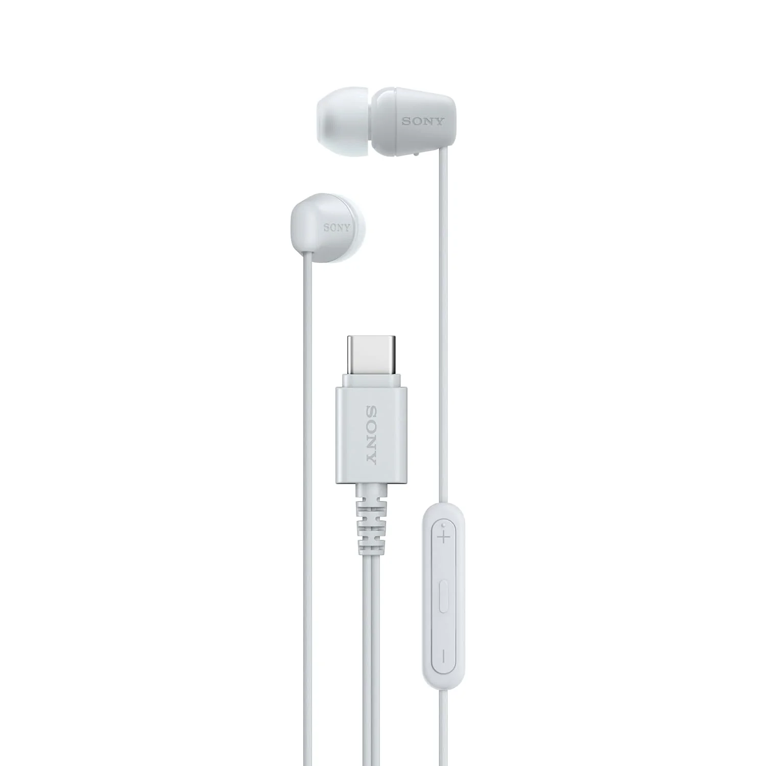Sony IER-EX15C Wired in Ear Type C Headphones, in-Line Remote for Volume &amp; Mue Function with Mic, Tangle Free Serration Wire, Compatible with USB-C Devices, High Sound Quality (White)