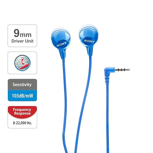 Sony MDR-EX14AP Wired in Ear Headphone with Mic (Blue) - Image 5