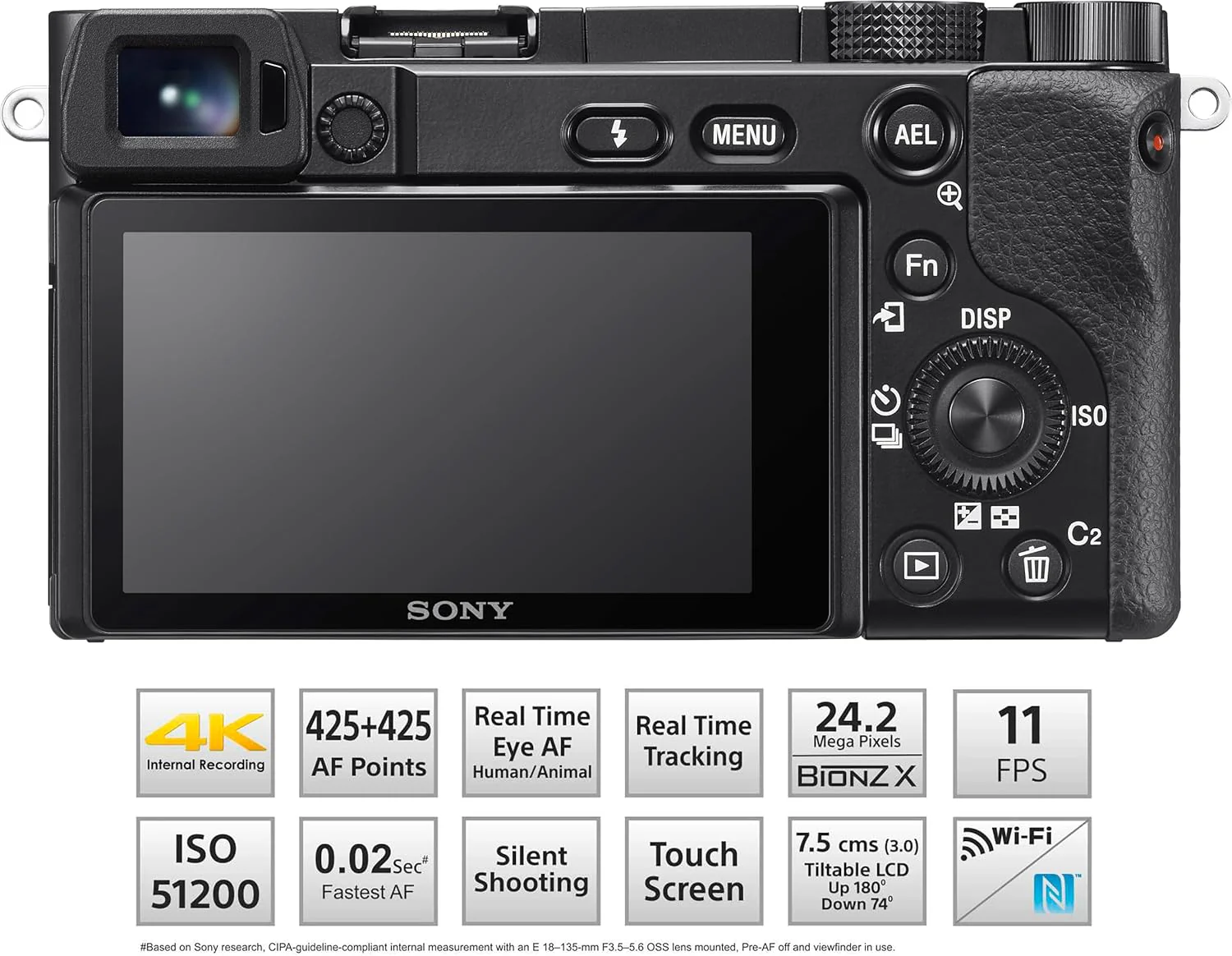Sony New Alpha ILCE-6100K (Previously ILCE-6100L) with Upgraded SELP1650 (Ver 2) Power Zoom Lens | 24.2 MP | APS-C Sensor | Fast Auto Focus | 4K Vlogging Camera | Tiltable LCD – Black - Image 7