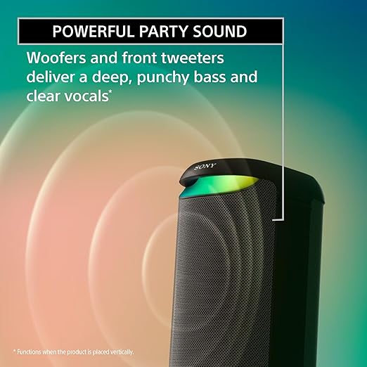 Sony New SRS-XV500 Wireless Portable Bluetooth Karaoke Party Speaker | IPX4 Splash-Proof | 25 Hrs Battery | Mega Bass | Built-in Power Bank | Ambient Lights | Guitar & MIC- 2024 Model - Image 3
