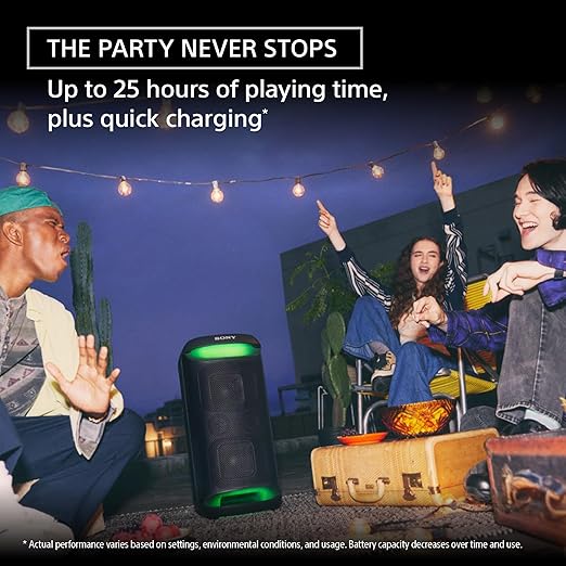Sony New SRS-XV500 Wireless Portable Bluetooth Karaoke Party Speaker | IPX4 Splash-Proof | 25 Hrs Battery | Mega Bass | Built-in Power Bank | Ambient Lights | Guitar & MIC- 2024 Model - Image 6