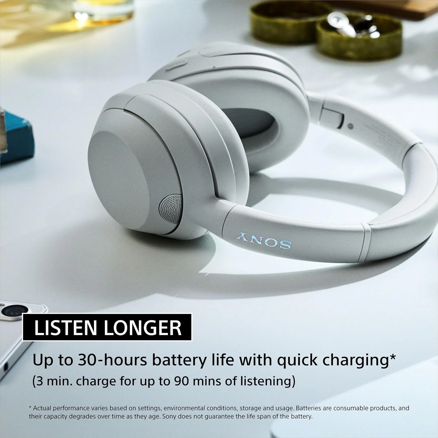 Sony ULT Wear WH-ULT900N Noise Cancellation Wireless Bluetooth Over Ear Headphones with Massive Bass, Up to 50Hrs Battery-Grey - Image 4