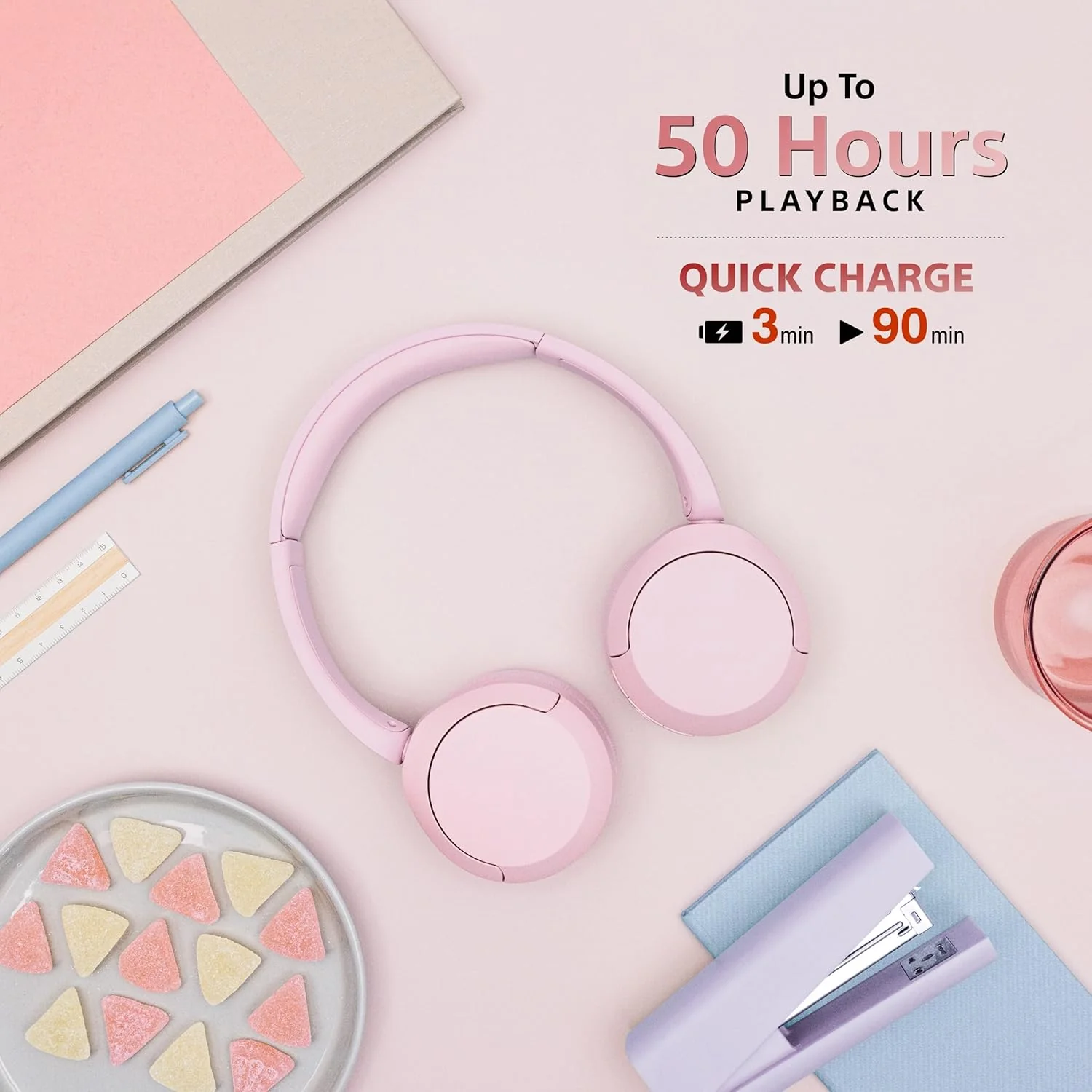 Sony WH-CH520 Wireless Bluetooth Headphones On Ear with Mic, Up to 50Hrs Battery-Pink - Image 7