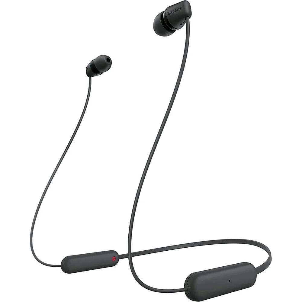 Sony WI-C100 Wireless Headphones with Customizable Equalizer for Deep Bass &amp; 25 Hrs Battery, DSEE-Upscale, Splash Proof, 360RA, Fast Pair, in-Ear Bluetooth Headset with mic for Phone Calls (Black)